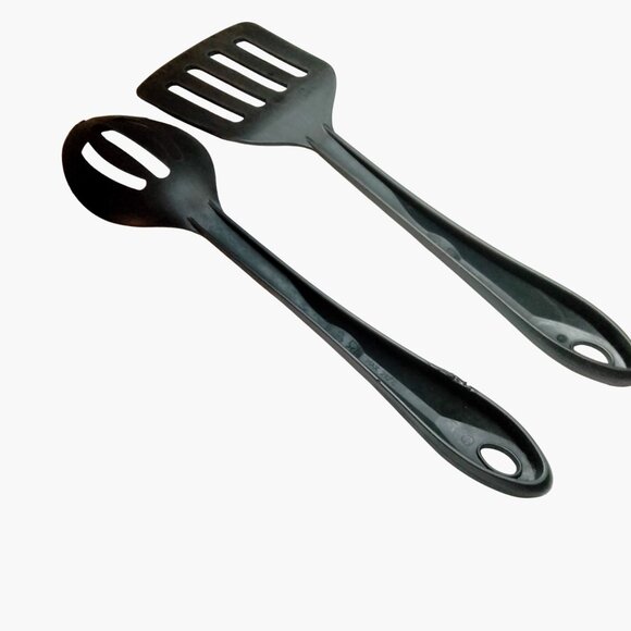 Coghlans Black Slotted Spoon Spatula Set Heat Resistant Nylon - Picture 2 of 13